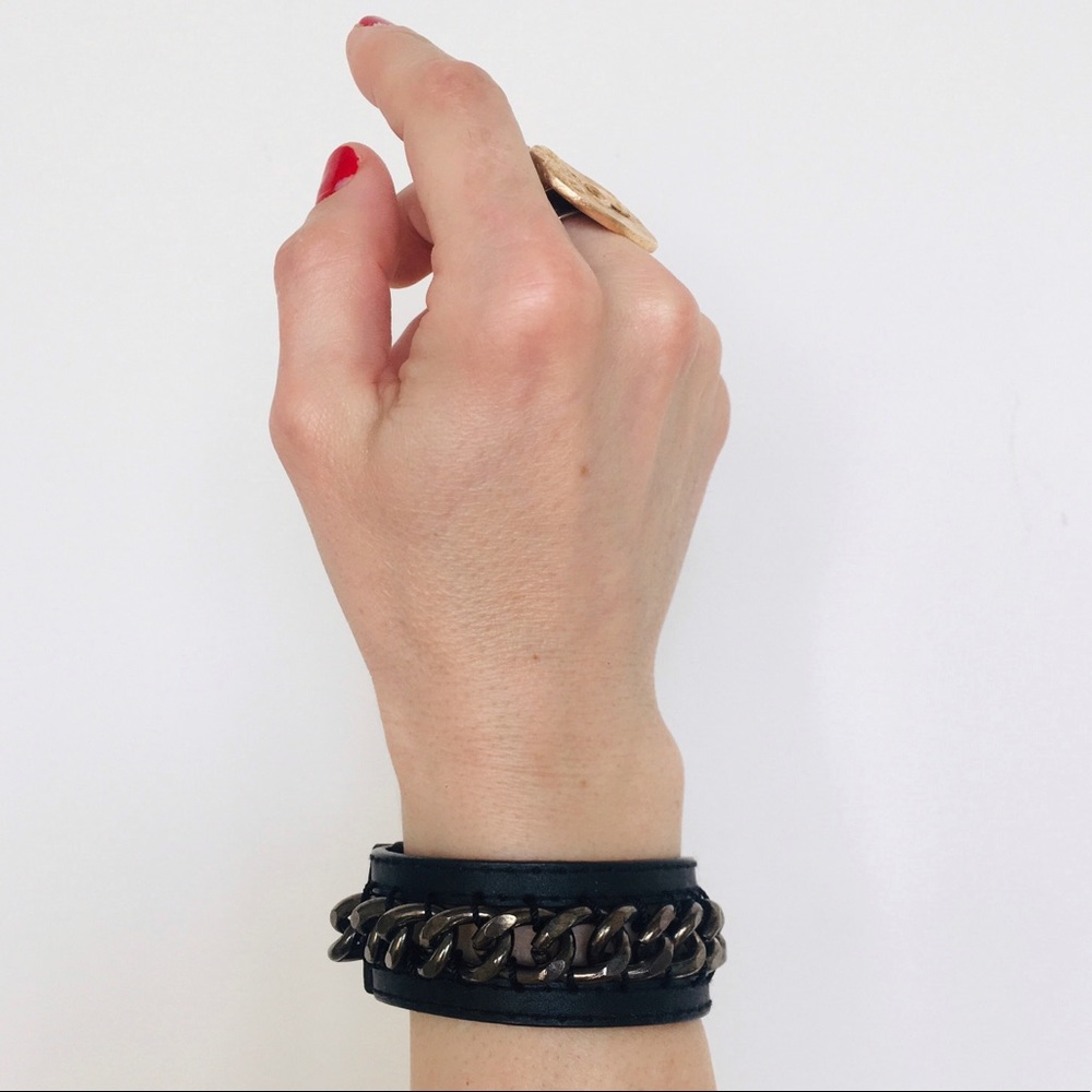 Skinny Mini Wristlet! Take her home. Easy to wear! Faux Leather & Links